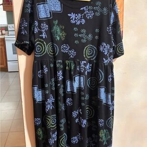 Floral Black and Blue Dress 3x